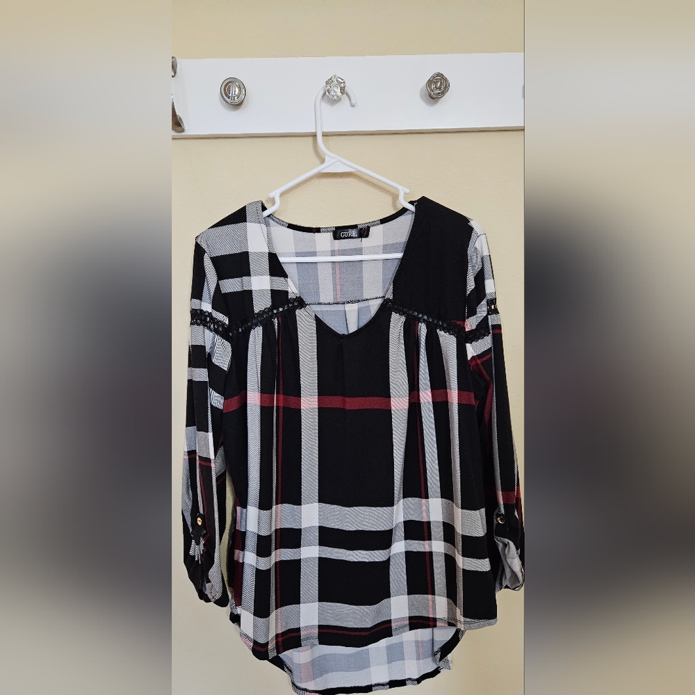 Cure women's Plaid blouse size L